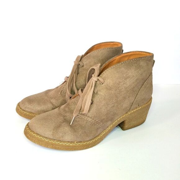 Merona Suede Lace Up Rubber Chunky Heel Ankle Boots Booties 8 - Picture 1 of 12